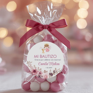 Recuerdos Bautizo Girl Angel Baptism Favors Gifts Classic Round Sticker