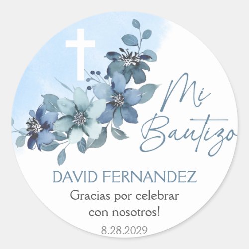 Recuerdos de Bautizo Baptism Christening Favors Classic Round Sticker