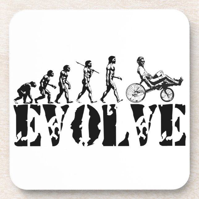 Recumbent Bicycle Evolution Fun Sports Art Beverage Coaster (Front)