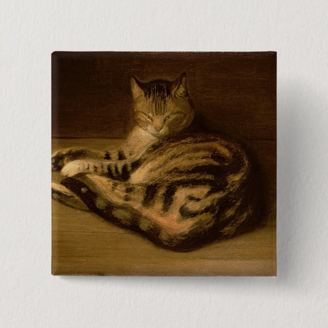 Recumbent Cat, 1898 Pinback Button (Front)