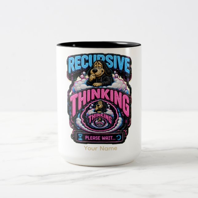Recursive Thinking Personalized Funny Overthinking Two-Tone Coffee Mug (Center)