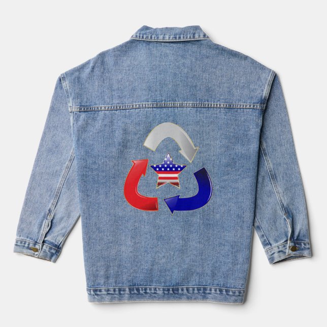 Recycle American Star Symbol Denim Jacket (Back)
