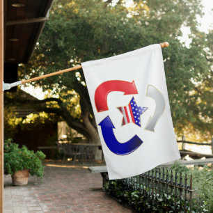 Recycle American Star Symbol House Flag