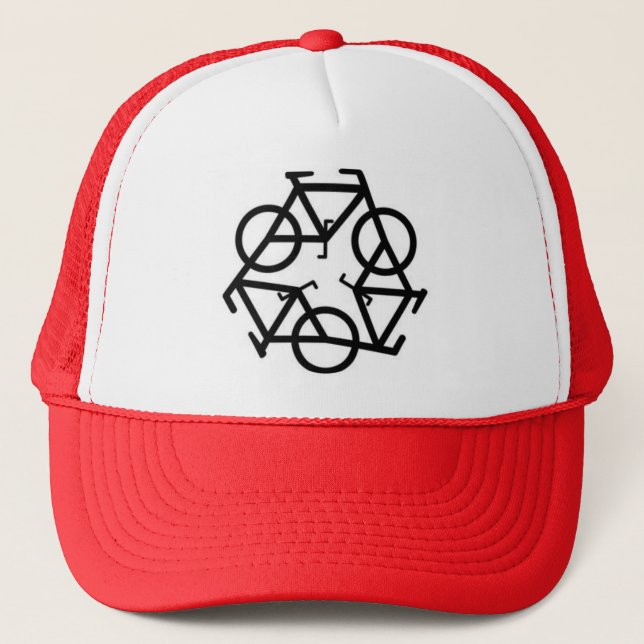 Recycle Bicycle Logo Symbol Trucker Hat (Front)