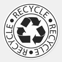 Recycle Black Logo Classic Round Sticker
