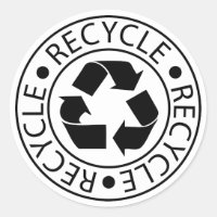 Recycle Black Logo Classic Round Sticker