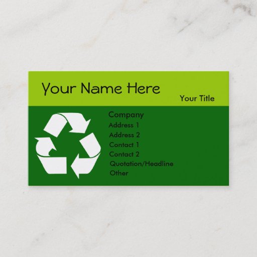 Customizable Recycle business card with Your Information