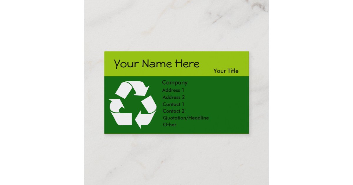 Recycle business card with Your Information Zazzle