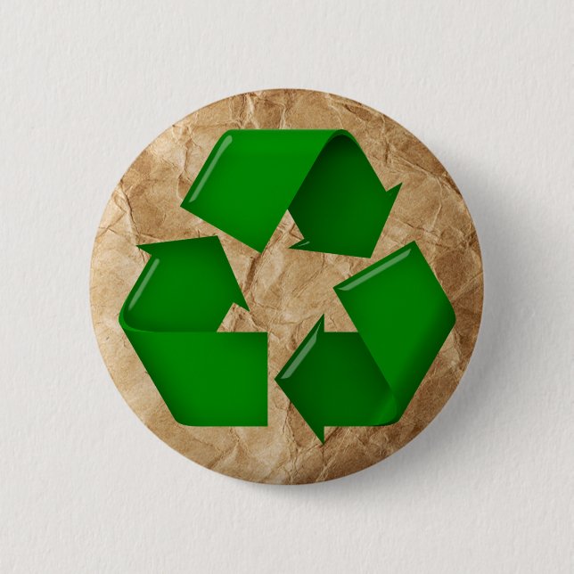 Recycle - Crumpled Paper Pinback Button (Front)