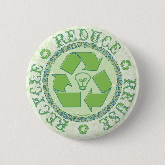 Recycle Earth Day Gear Button (Front)