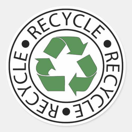 Recycle Green Center Logo Classic Round Sticker