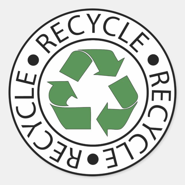 Recycle Green Center Logo Classic Round Sticker (Front)