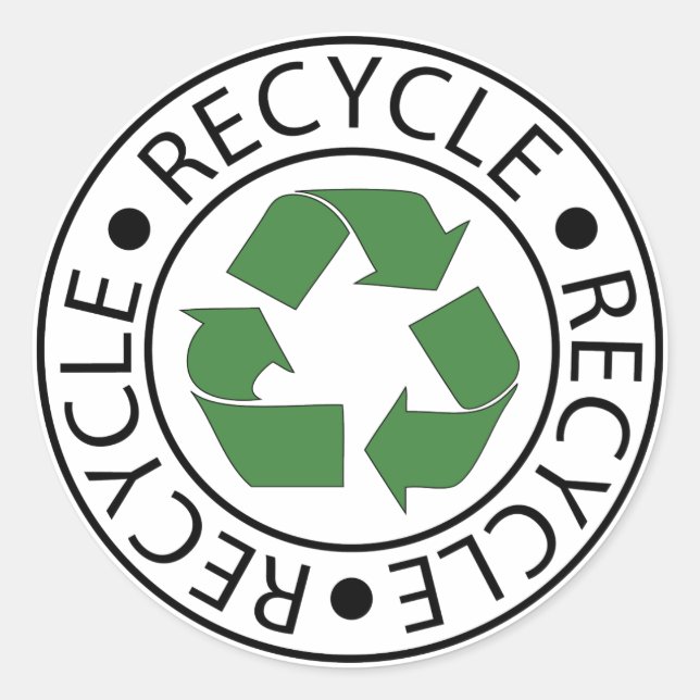 Recycle Green Ceter Logo Classic Round Sticker (Front)