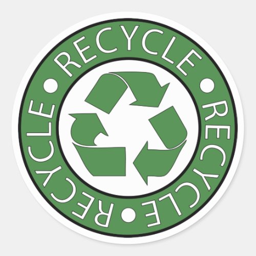 Recycle Green Classic Round Sticker