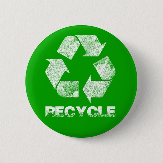 Recycle Green Vintage Button (Front)