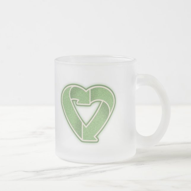 Recycle Heart Frosted Glass Coffee Mug (Right)