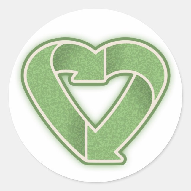 Recycle Heart -grn Classic Round Sticker (Front)