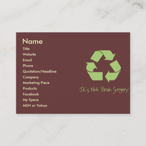 Customizable Recycle it's Easy Contact or Business Card