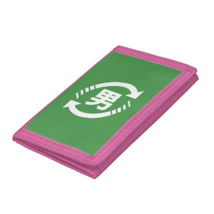 Recycle Japanese Boys Kanji Nihongo Sign Tri-fold Wallet