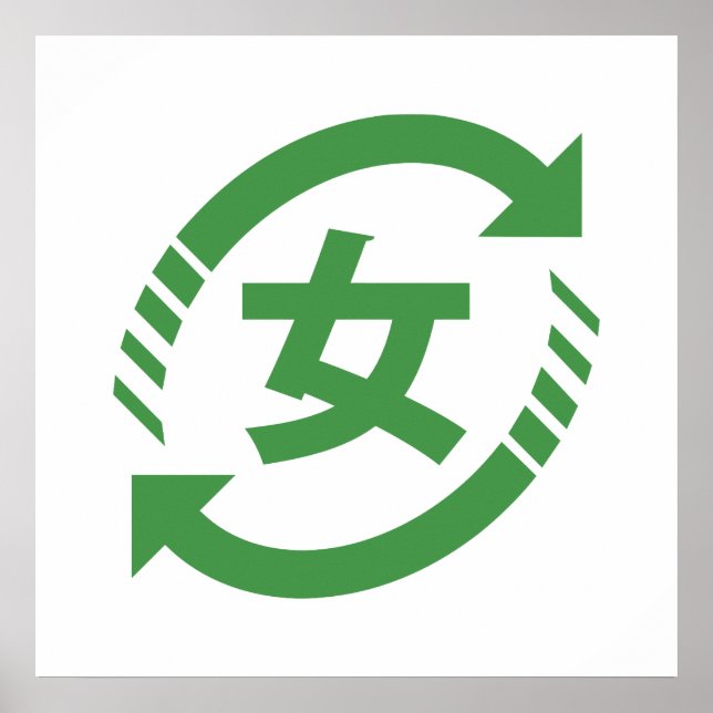 Recycle Japanese Girls | Kanji Nihongo Sign (Front)
