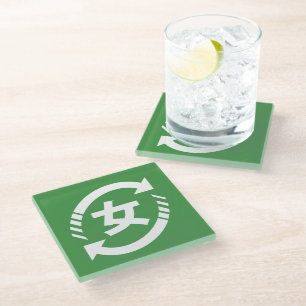 Recycle Japanese Girls Kanji Nihongo Sign Glass Coaster