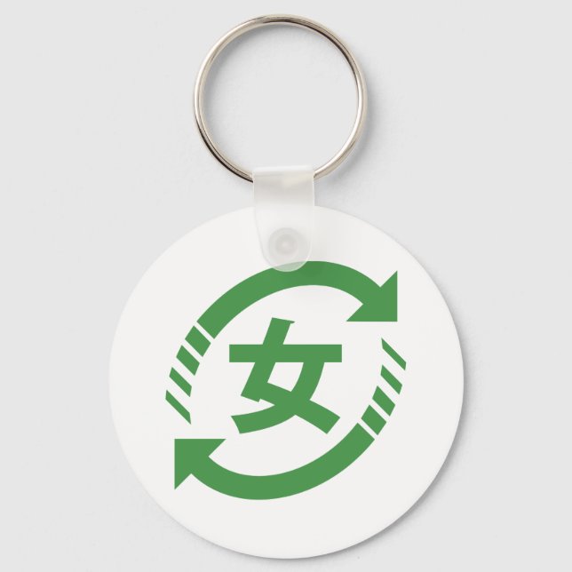 Recycle Japanese Girls | Kanji Nihongo Sign Keychain (Front)