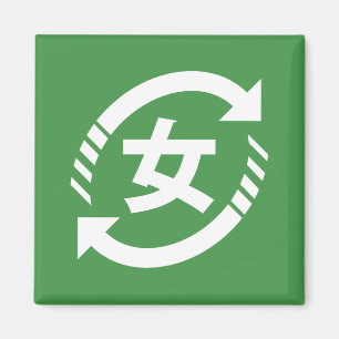 Recycle Japanese Girls   Kanji Nihongo Sign Magnet