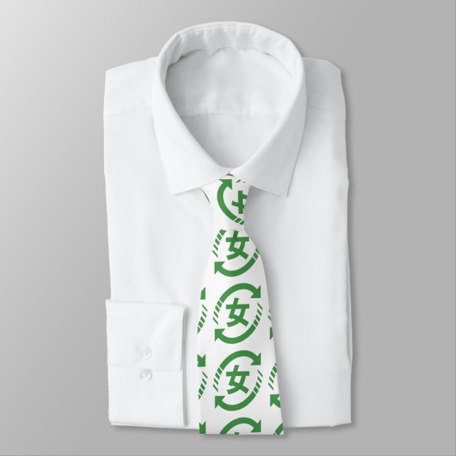 Recycle Japanese Girls | Kanji Nihongo Sign Neck Tie (Tied)