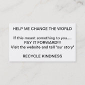 Recycle-Kind Pay it Forward Cards (Back)