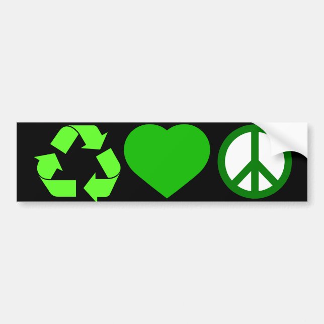 Recycle Love and Peace Bumper Sticker (Front)