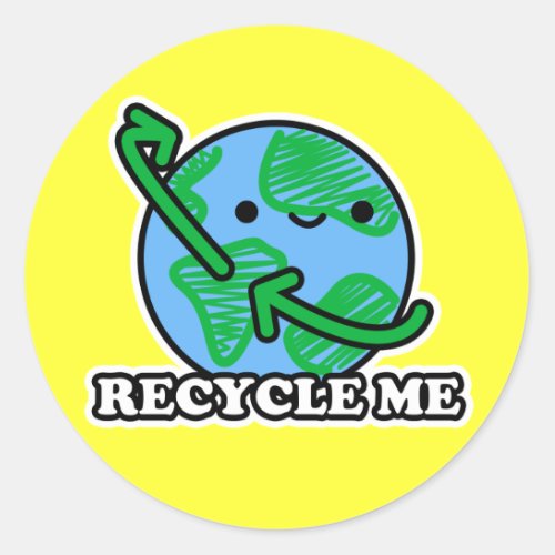 Recycle Me Earth Stickers Yellow