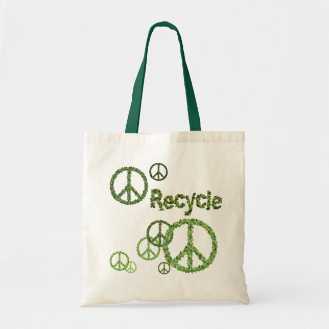 Recycle Peace Sign Reusable Tote Bag (Front)