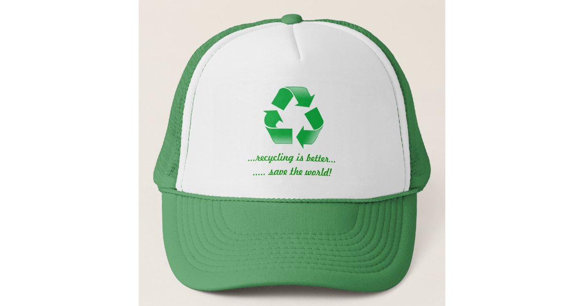 recycle recycling save the world green cap hat Zazzle