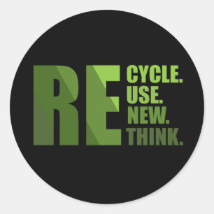 Recycle reduce reuse renew rethink classic round sticker
