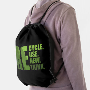 Recycle reduce reuse renew rethink drawstring bag