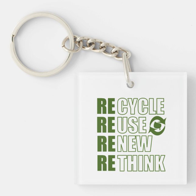 Recycle reduce reuse renew rethink keychain (Front)