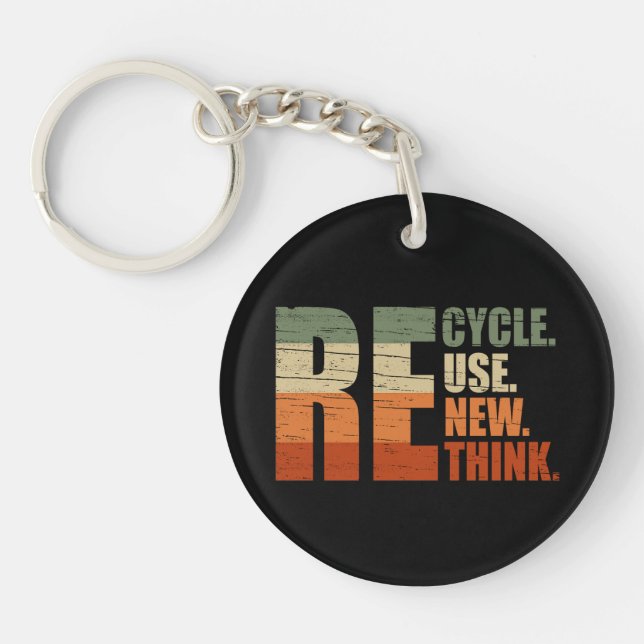 Recycle reduce reuse renew rethink keychain (Front)