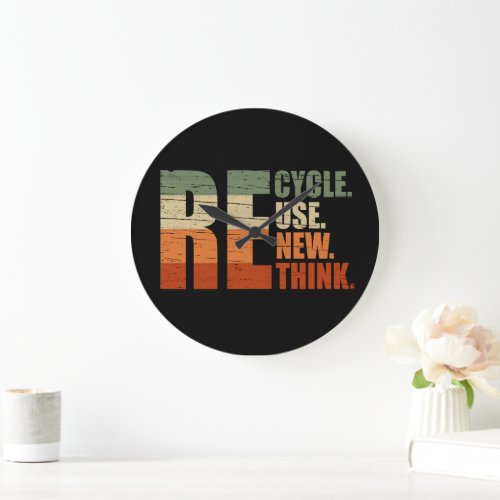 Recycle reduce reuse renew rethink large clock