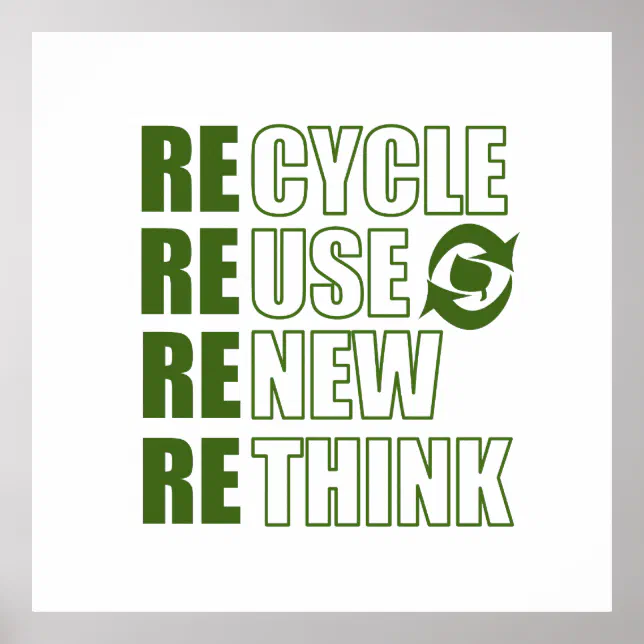 Recycle reduce reuse renew rethink poster | Zazzle