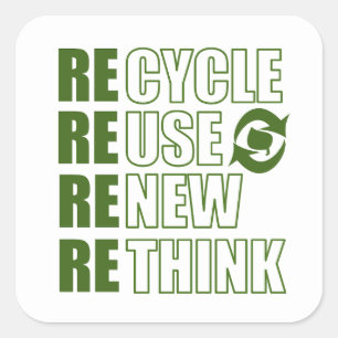 Recycle reduce reuse renew rethink square sticker