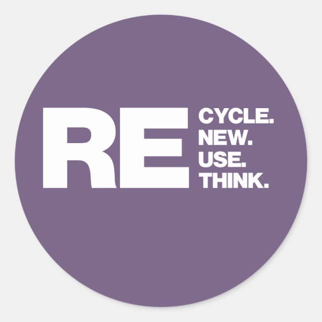 Recycle Renew Reuse Rethink (Ewaste - Plum) Classic Round Sticker (Front)