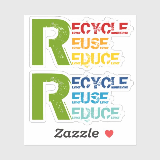 Recycle, Reuse, Reduce quote with colorful text Sticker (Sheet)