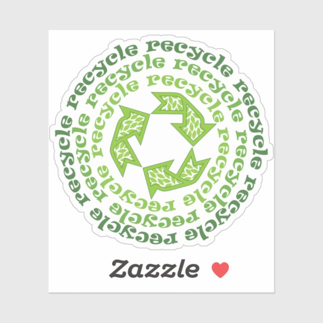 Recycle, Reuse, Reduce quote with green arrows Sticker (Sheet)