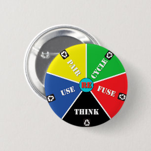 Recycle, ReUse, ReFuse, Rethink - Save Planet Button