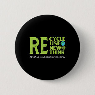 Recycle Reuse Renew Rethink Crisis Environmental A Button
