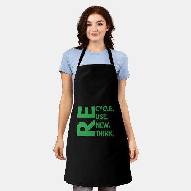 Recycle Reuse Renew Rethink Earth Day Environment Apron (Worn)