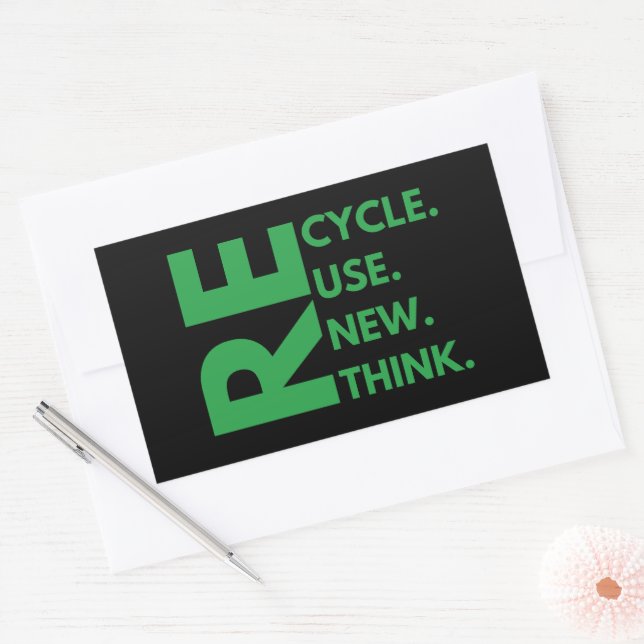 Recycle Reuse Renew Rethink Earth Day Environment Rectangular Sticker (Envelope)