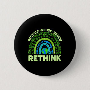 Recycle Reuse Renew Rethink Earth Day Environmenta Button