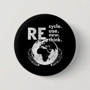 Recycle Reuse Renew Rethink Earth Day Environmenta Button