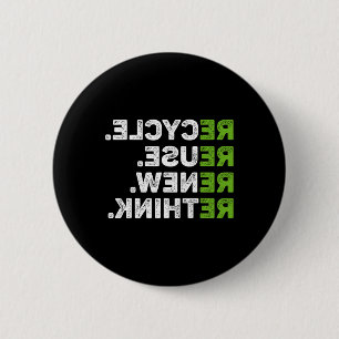 Recycle Reuse Renew Rethink Earth Day Environmenta Button